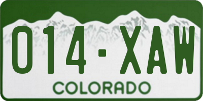 CO license plate 014XAW