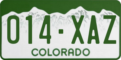 CO license plate 014XAZ
