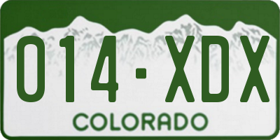 CO license plate 014XDX