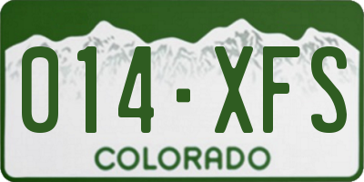 CO license plate 014XFS