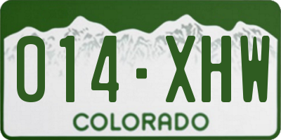 CO license plate 014XHW