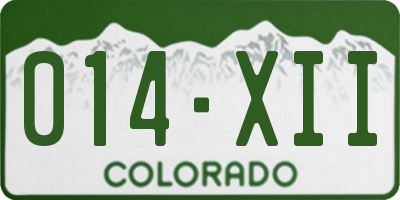 CO license plate 014XII
