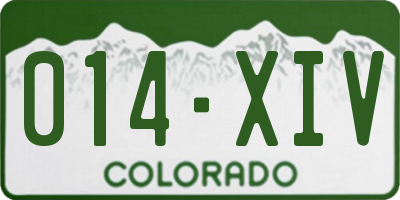 CO license plate 014XIV