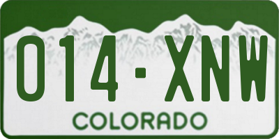 CO license plate 014XNW