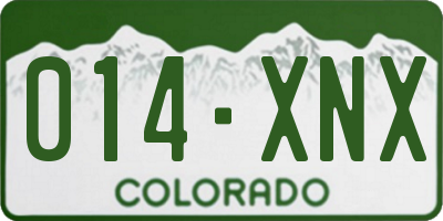CO license plate 014XNX