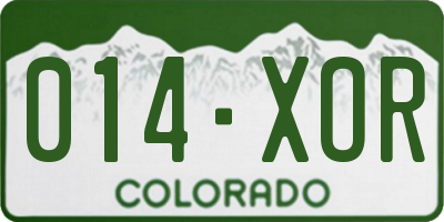 CO license plate 014XOR