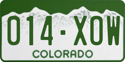 CO license plate 014XOW