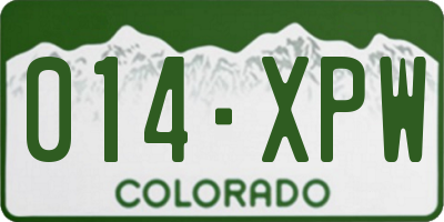 CO license plate 014XPW