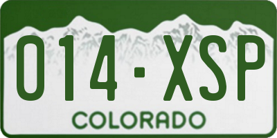 CO license plate 014XSP