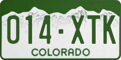 CO license plate 014XTK