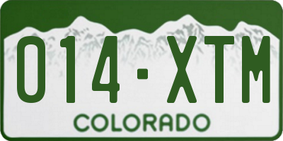 CO license plate 014XTM
