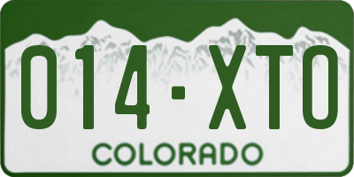 CO license plate 014XTO