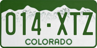 CO license plate 014XTZ