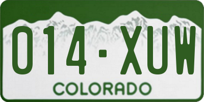 CO license plate 014XUW