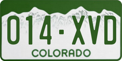 CO license plate 014XVD