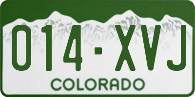 CO license plate 014XVJ