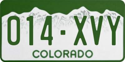 CO license plate 014XVY