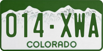 CO license plate 014XWA