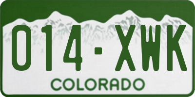 CO license plate 014XWK