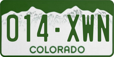 CO license plate 014XWN