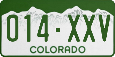 CO license plate 014XXV