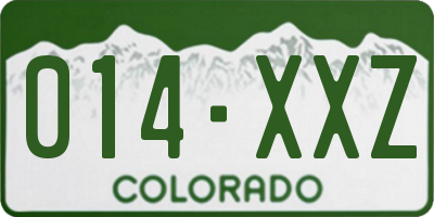 CO license plate 014XXZ