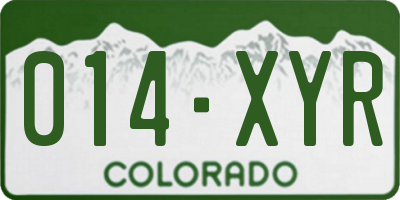 CO license plate 014XYR