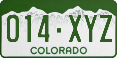 CO license plate 014XYZ