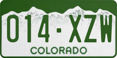 CO license plate 014XZW