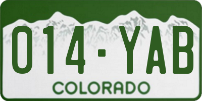 CO license plate 014YAB