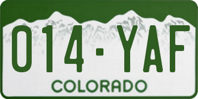 CO license plate 014YAF