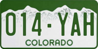 CO license plate 014YAH