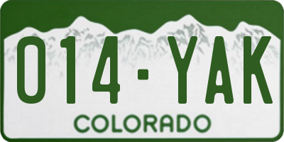 CO license plate 014YAK