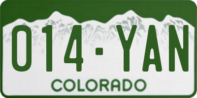 CO license plate 014YAN