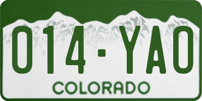 CO license plate 014YAO