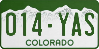 CO license plate 014YAS