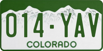 CO license plate 014YAV