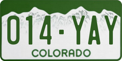 CO license plate 014YAY
