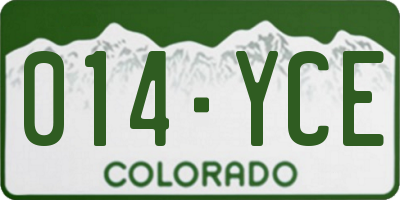 CO license plate 014YCE