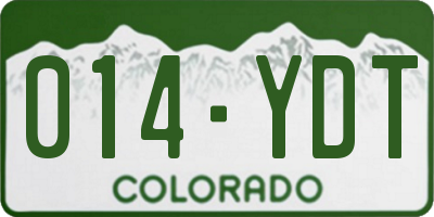 CO license plate 014YDT