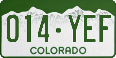 CO license plate 014YEF