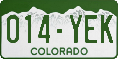 CO license plate 014YEK