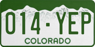 CO license plate 014YEP