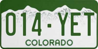 CO license plate 014YET