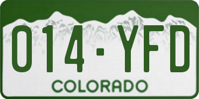 CO license plate 014YFD