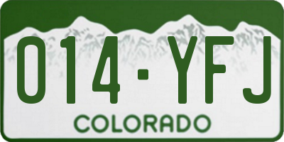 CO license plate 014YFJ