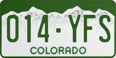 CO license plate 014YFS