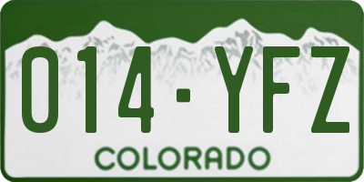 CO license plate 014YFZ