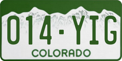CO license plate 014YIG