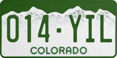 CO license plate 014YIL